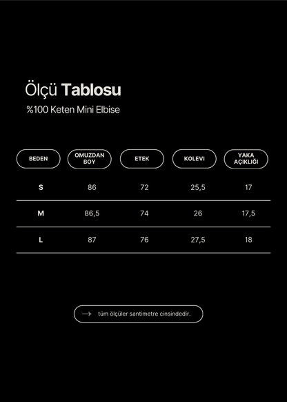 Butter %100 Keten Mini Elbise