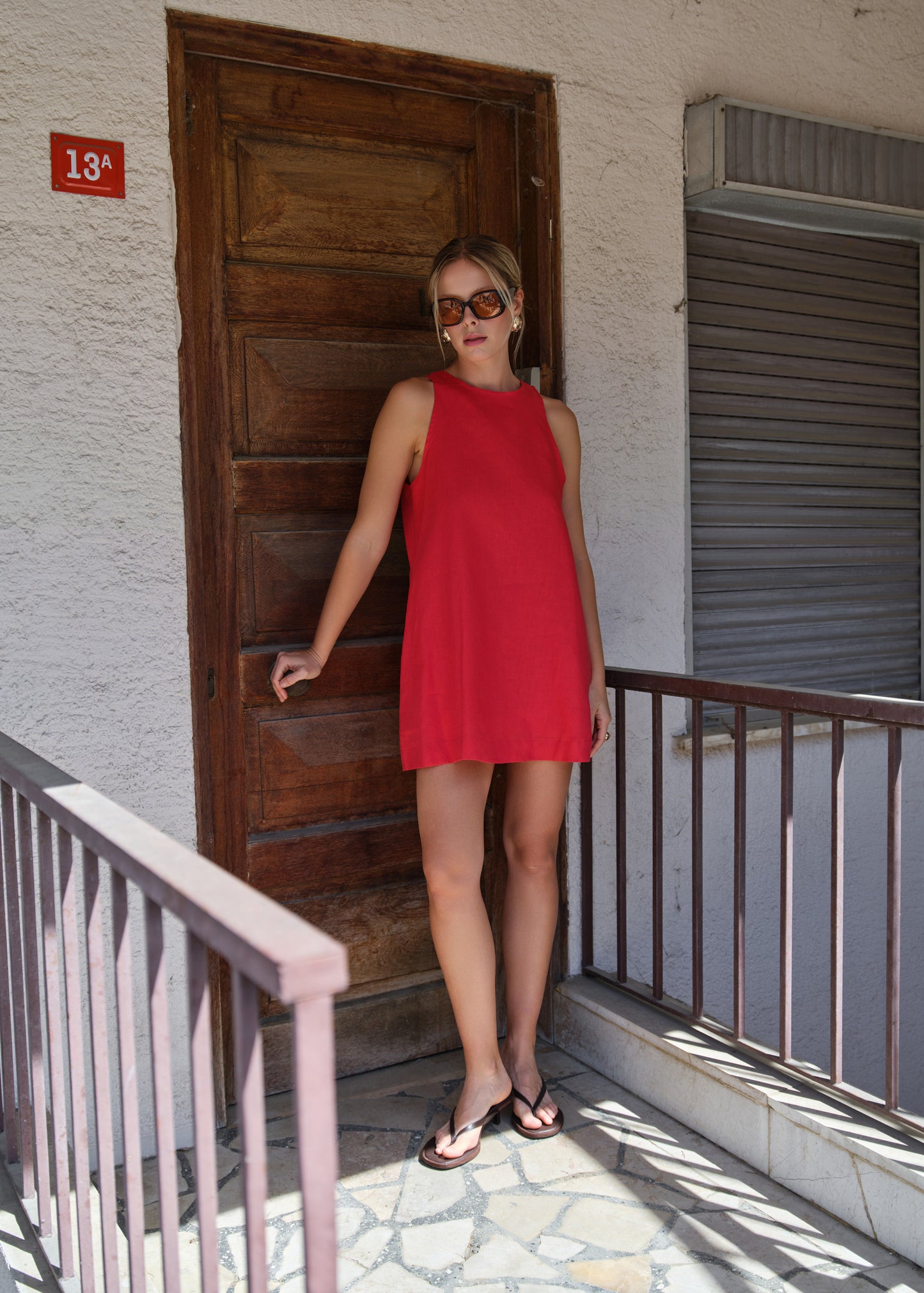 Rouge %100 Keten Mini Elbise