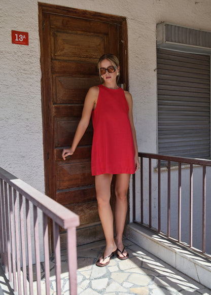 Rouge %100 Keten Mini Elbise