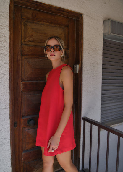 Rouge %100 Keten Mini Elbise