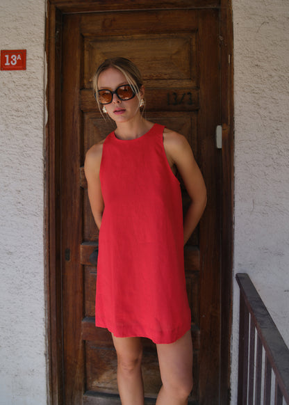 Rouge %100 Keten Mini Elbise