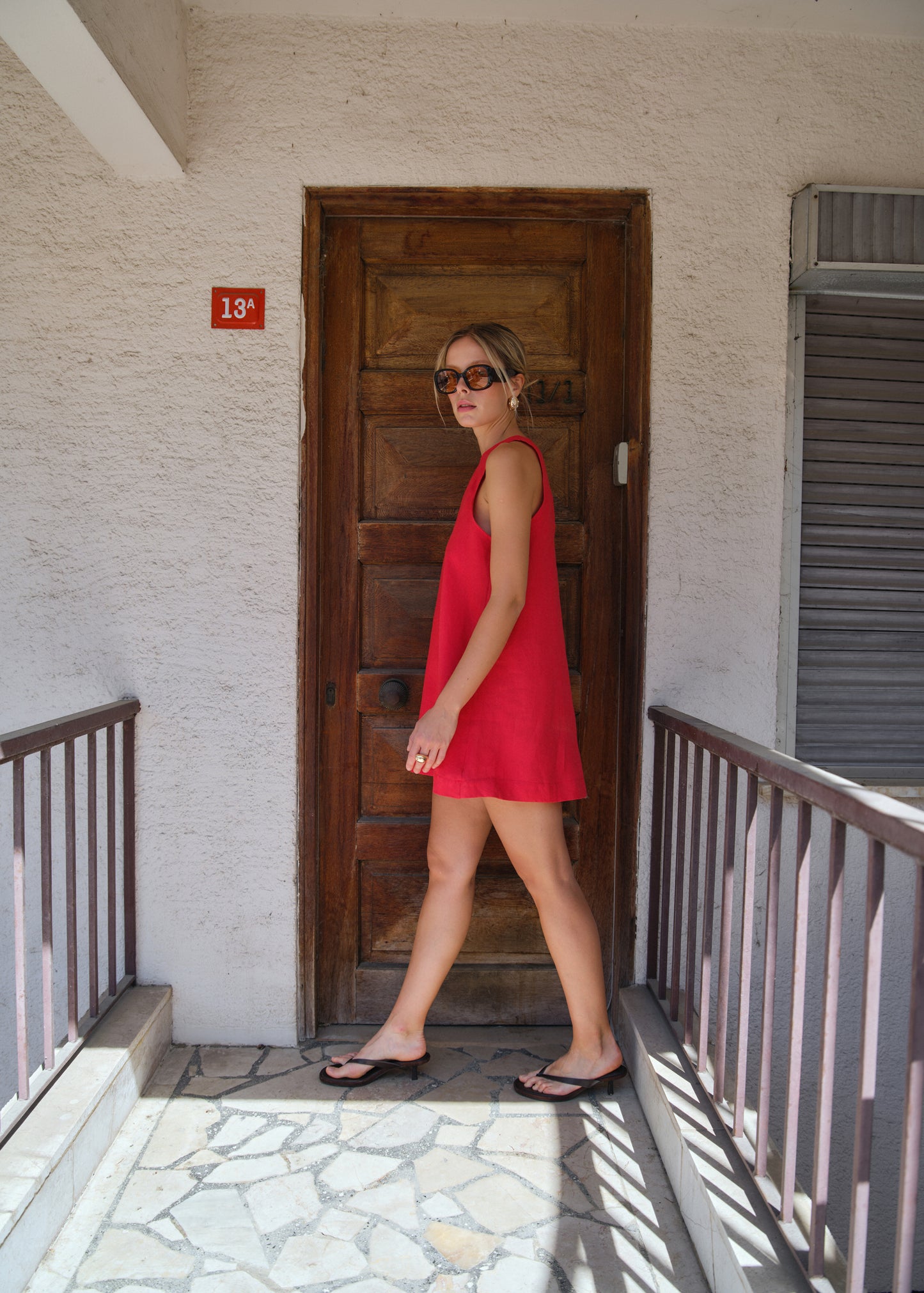 Rouge %100 Keten Mini Elbise