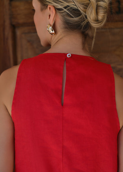 Rouge %100 Keten Mini Elbise