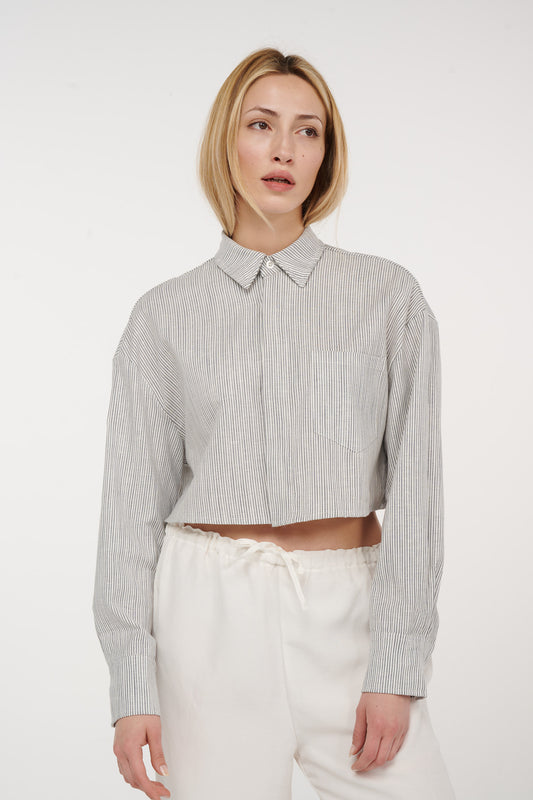 %100 Pamuk Crop Gömlek